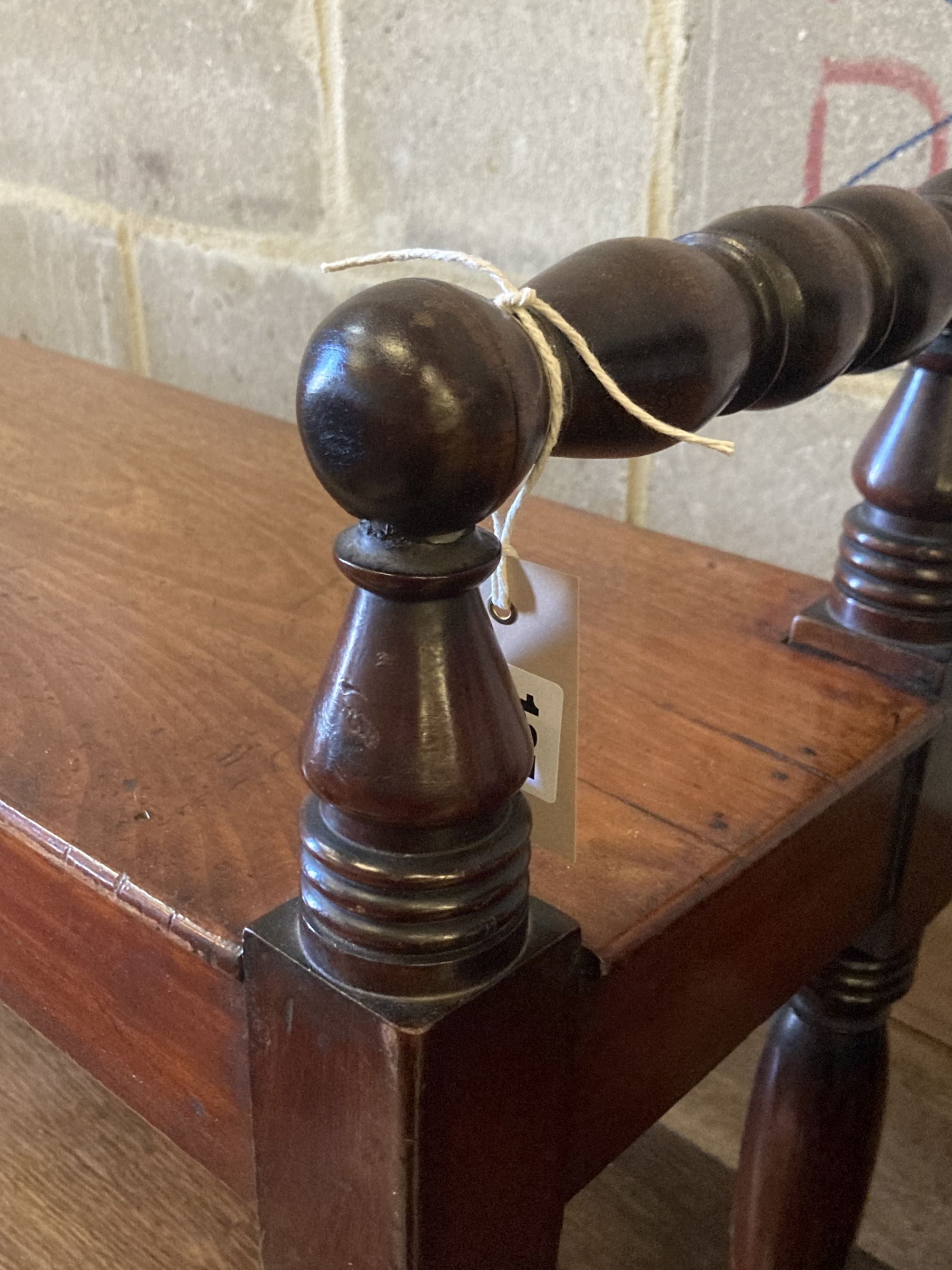 An early Victorian mahogany window seat, width 150cm, depth 28cm, height 60cm